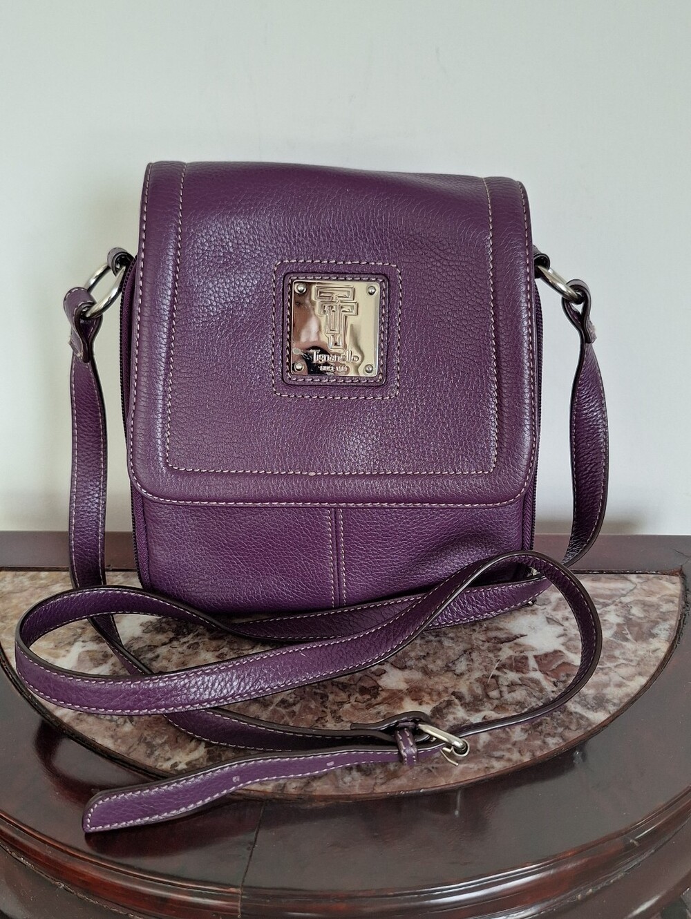 Purple Leather Crossbody Bag - Women's Shoulder Purse